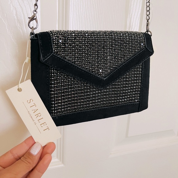 Evening clutch Nwot Starlet Hollywood black + silver chain bag + clutch